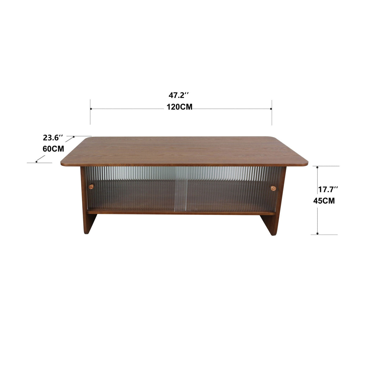 Rectangular Coffee Table With Sliding Door Storage Center