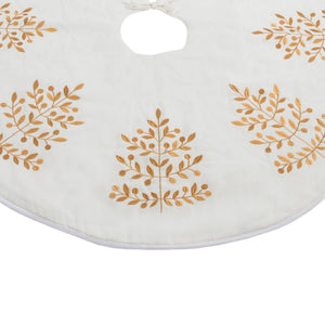 Metallic Leaf Christmas Tree Skirt 48"D