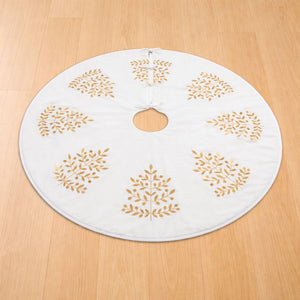 Metallic Leaf Christmas Tree Skirt 48"D