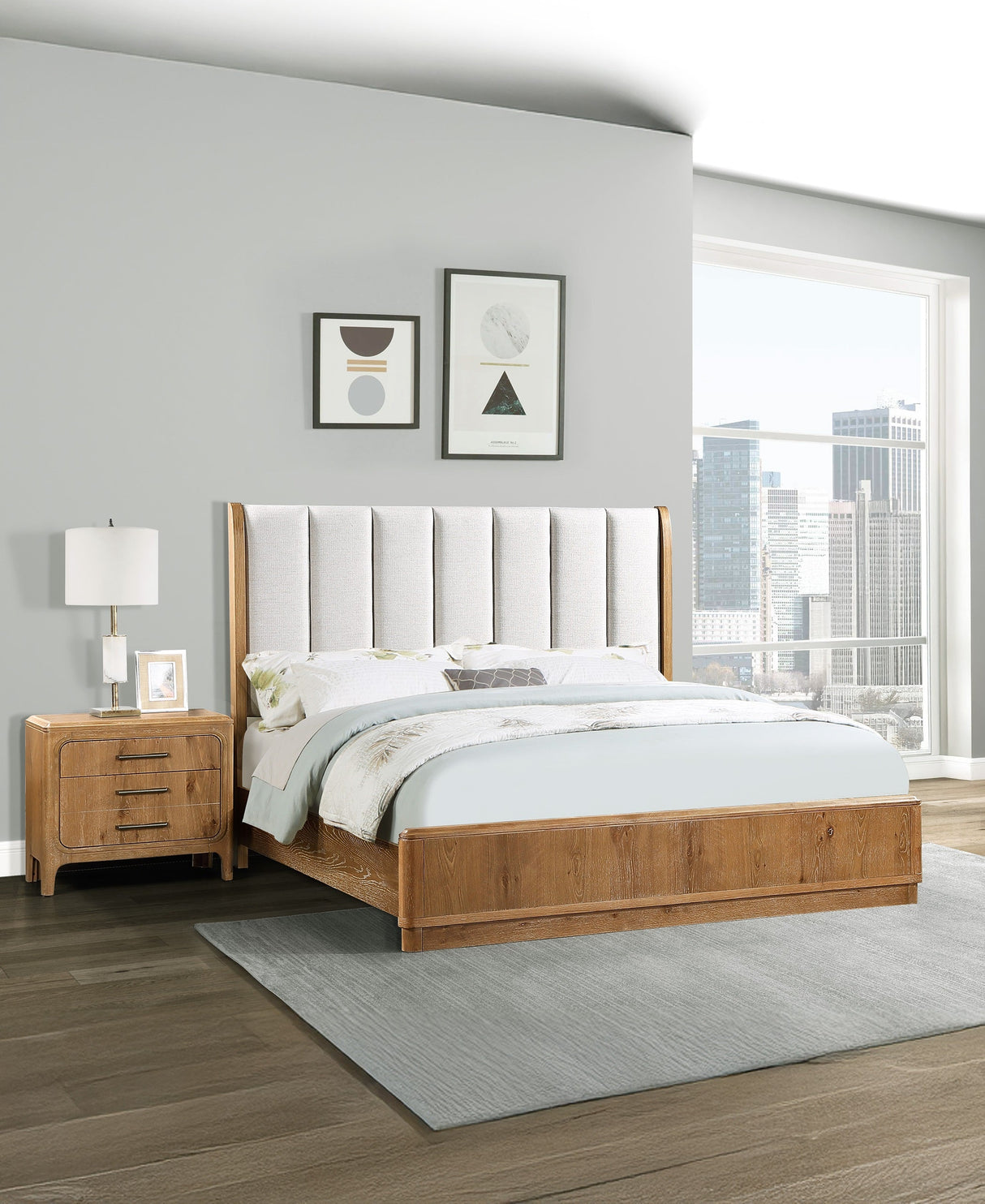 Velora Natural Wood 3-Drawer Nightstand
