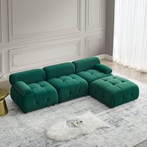 Modular Sectional Sofa, Button Tufted Design With Diy L-Shaped Layout, Reversible Ottoman