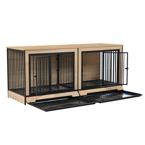 Dog Crate Furniture with Two Combined Rooms