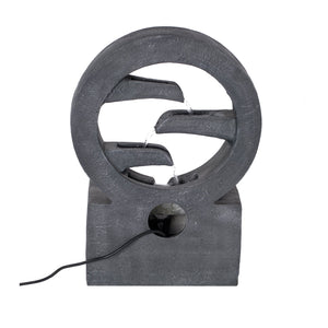 26.77'H Gray Circular Polyresin Outdoor Water Fountain with LED Light