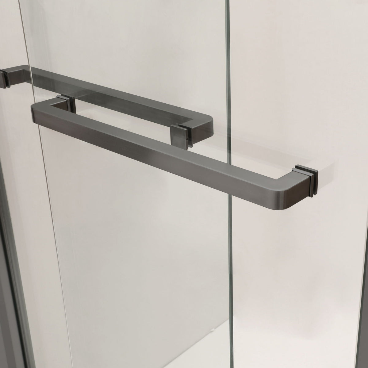 Modern Double Sliding Shower Enclosure with Tempered Glass - Pearl Silver, Gray, Black