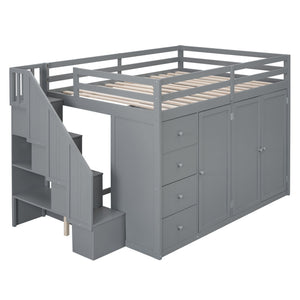 Loft Bed With Built In Wardrobes, Cabinets And Drawers
