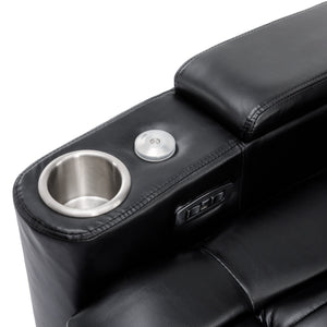 270° Power Swivel Recliner Home Theater Chair With Hidden Arm Storage, LED Light, Cup Holder, And Tray Table