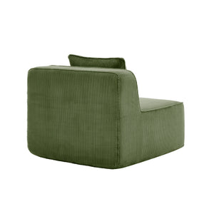 Armless Sofa with Pillow - Green Corduroy
