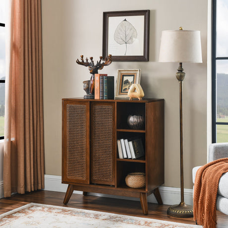 Mid Century Modern Rattan Sideboard Cabinet