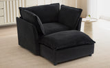 Modern Armchair Sofa 47" Cozy Upholstered Sofa Chair with Movable Ottoman