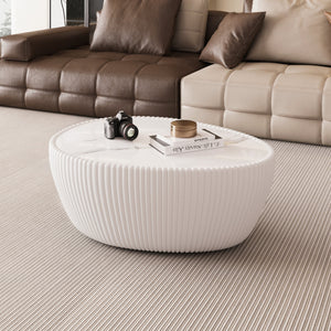 Light Sintered Stone Top Goose Egg Shape Table