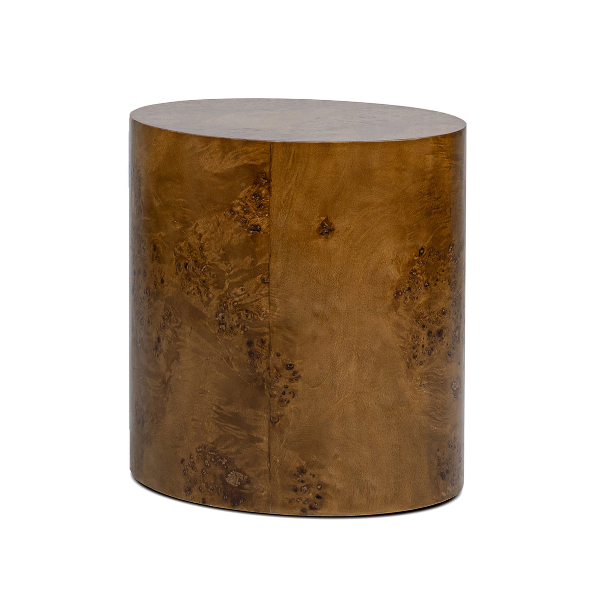 Nebula 20' Accent Oval Pillar Side Table, Medium Brown Walnut Burl Wood