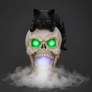 Halloween Cat Skull Statue