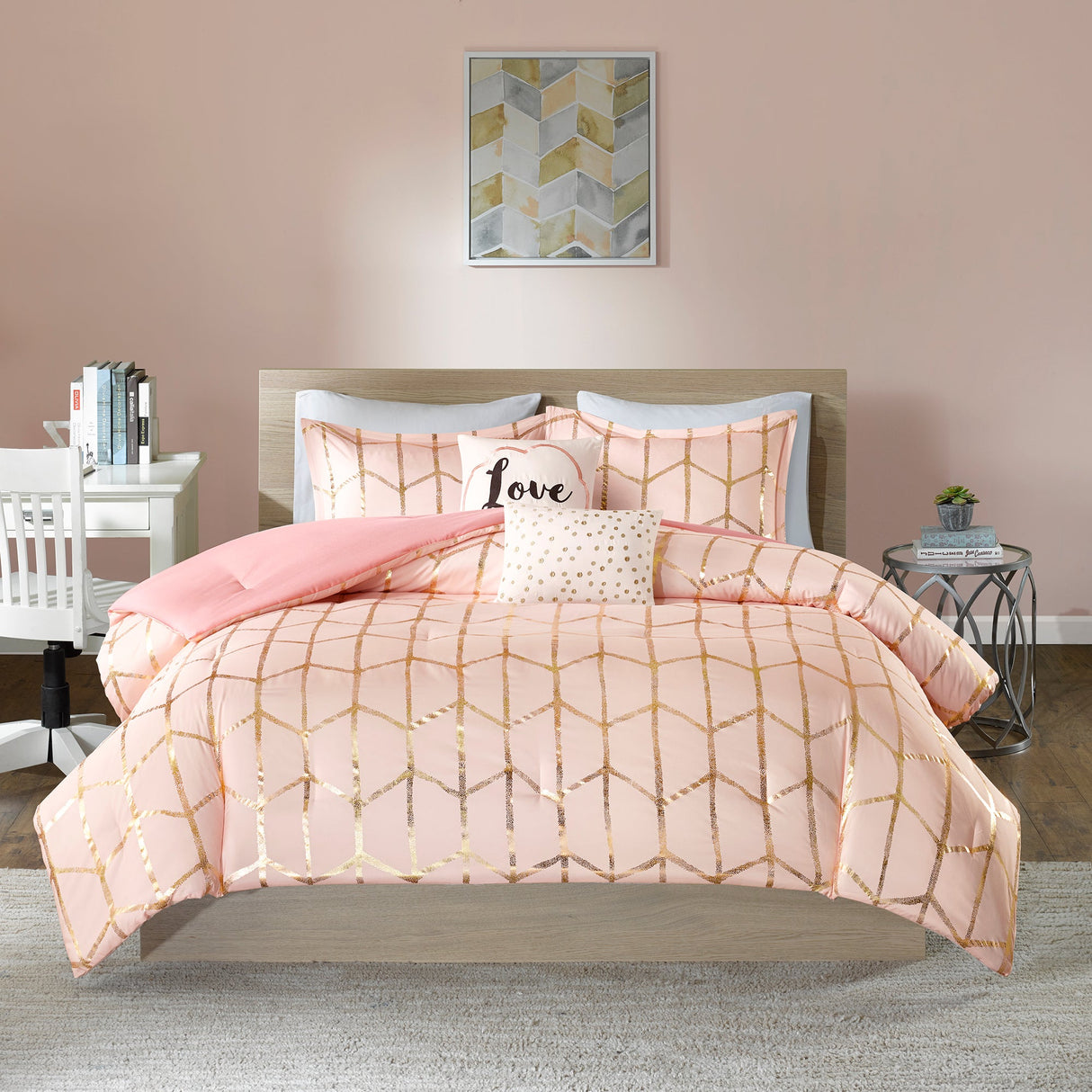 5-Piece Full/Queen 100% Polyester Brushed Printed Comforter Set