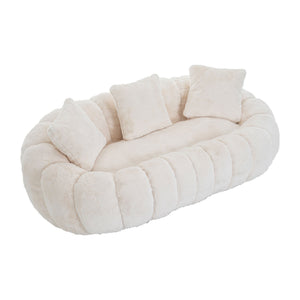 Floral-Shaped Ultra-Soft Faux Fur Two-Seater Sofa