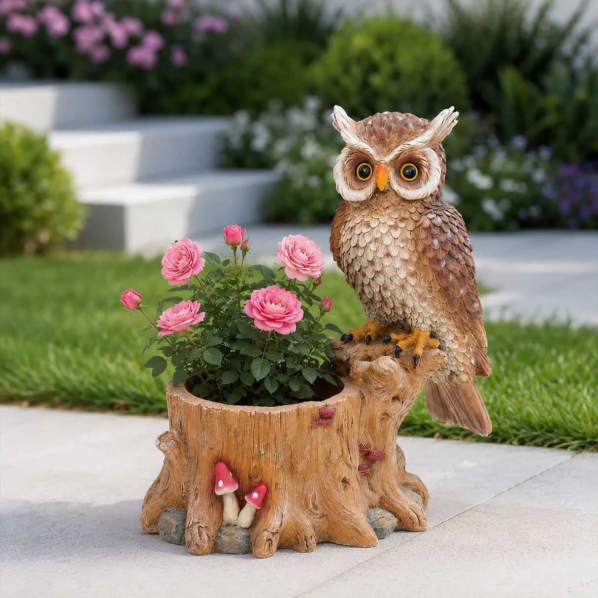 Decorative Owl Garden Planter Pot on Branch