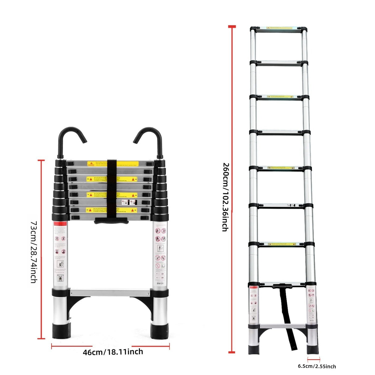 8.5FT Telescopic Aluminum Alloy Multi-Purpose Ladder