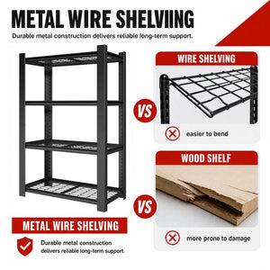 60"H 4-Tier Adjustable Heavy Duty Shelving Metal Mesh Storage Rack (2240 Lbs Loading Capacity) - Metal Shelf Organizer for Pantry, Garage, Kitchen - 40"W*20"D*60"H -
