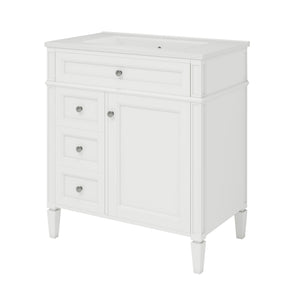Bathroom Vanity With Top Sink, Modern Bathroom Storage Cabinet With 2 Drawers And A Tip-Out Drawer