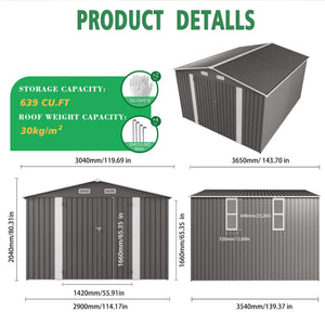 Large Outdoor Storage Shed with Lockable Door and Air Vent - Dark Gray