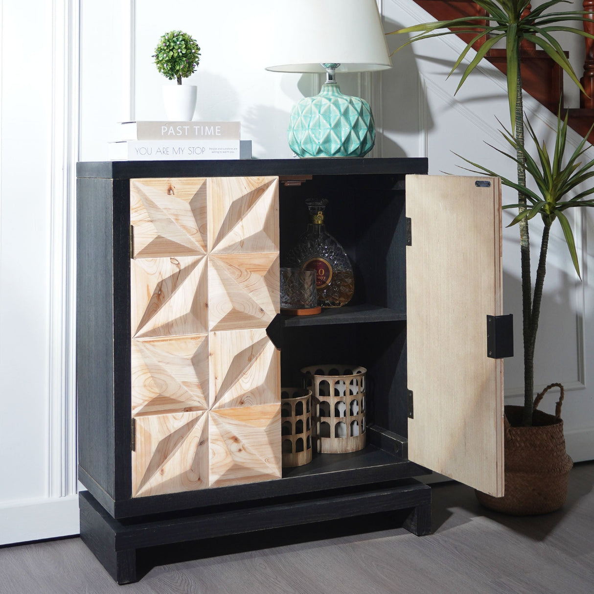 3D Geometric Double-Door Cabinet
