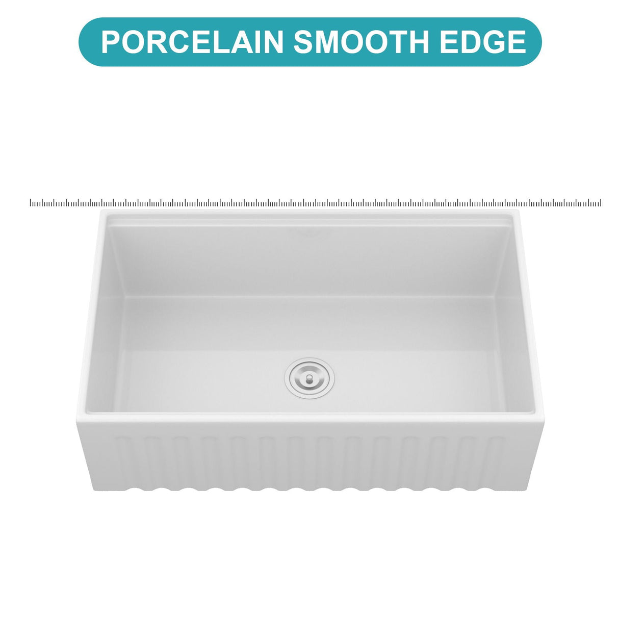 Porcelain Ceramic Farmhouse Sink Workstation With Reversible Apron Design - Single Bowl