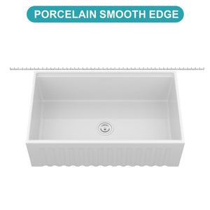 Porcelain Ceramic Farmhouse Sink Workstation With Reversible Apron Design - Single Bowl