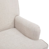 Vintage Upholstered Linen Fabric Armchair with Antique Solid Wood Legs