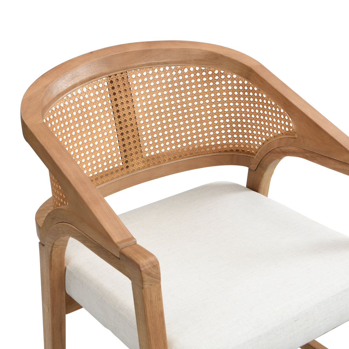 Wooden Frame Counter Stool with Rattan Back, Set of 2