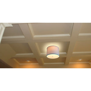 14"W Moderne Flush Mount Conversion Kit  White Fabric Drum Lampshade