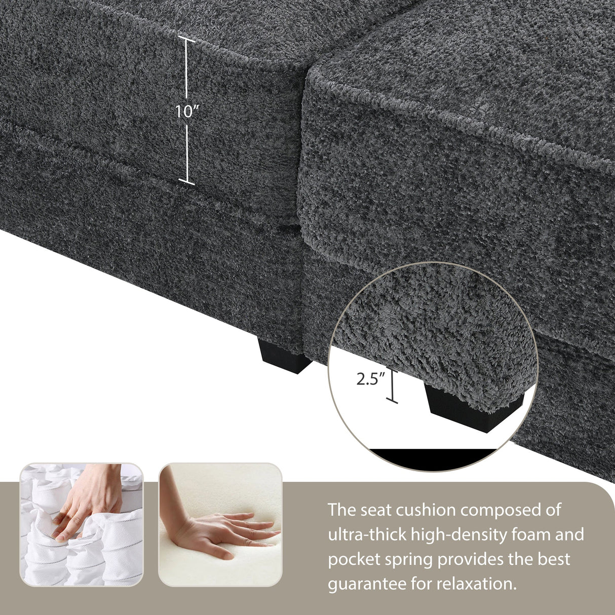 The Adelle Adaptable Gray Chenille Modular Sofa Bed