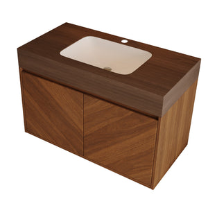 30" Modern Wall-Mounted Bathroom Vanity with Ceramic Sink