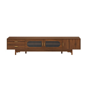 Modern TV Stand With Fluted Glass Doors & 2 Drawers