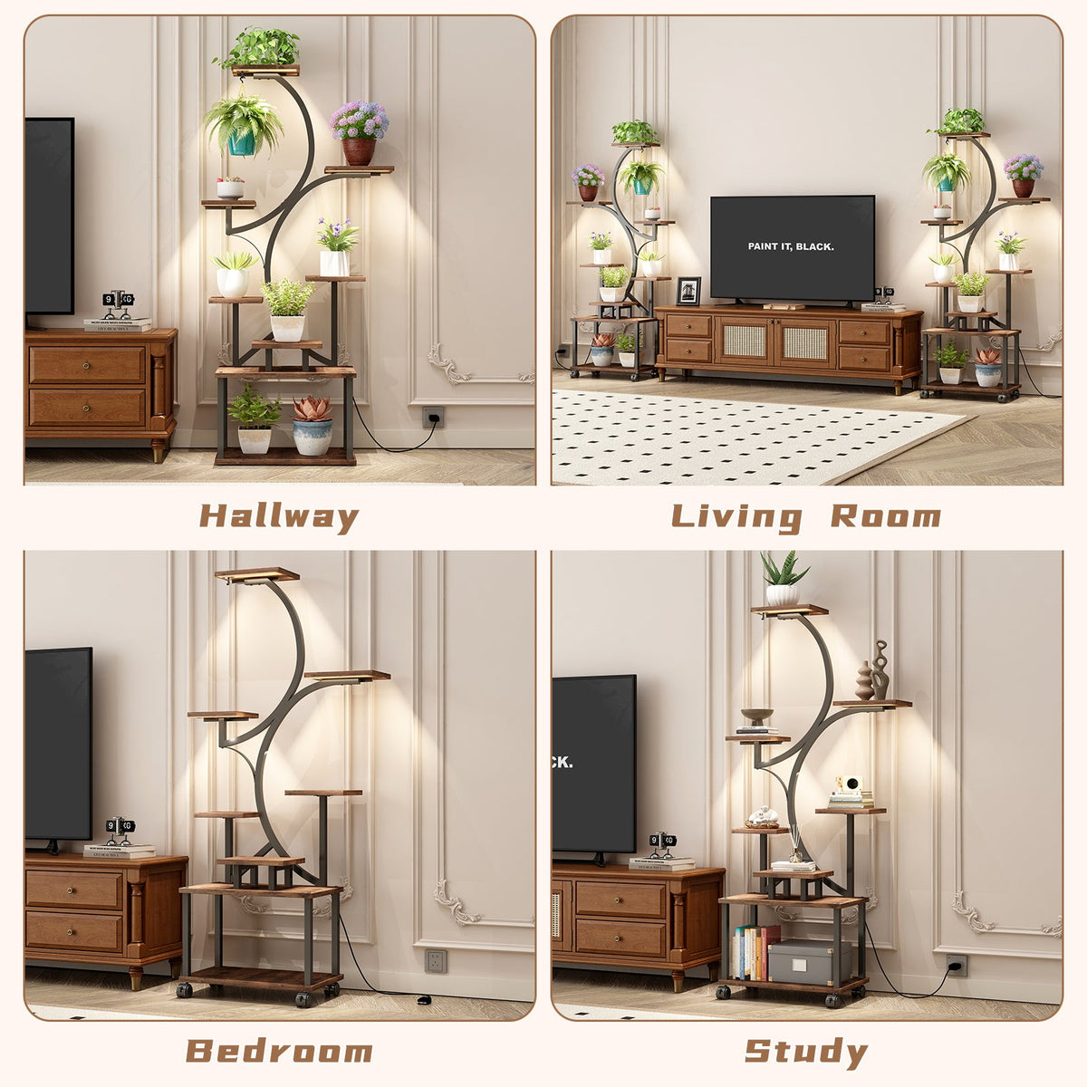 Plant Stand Indoor with Grow Lights - 62" Tall