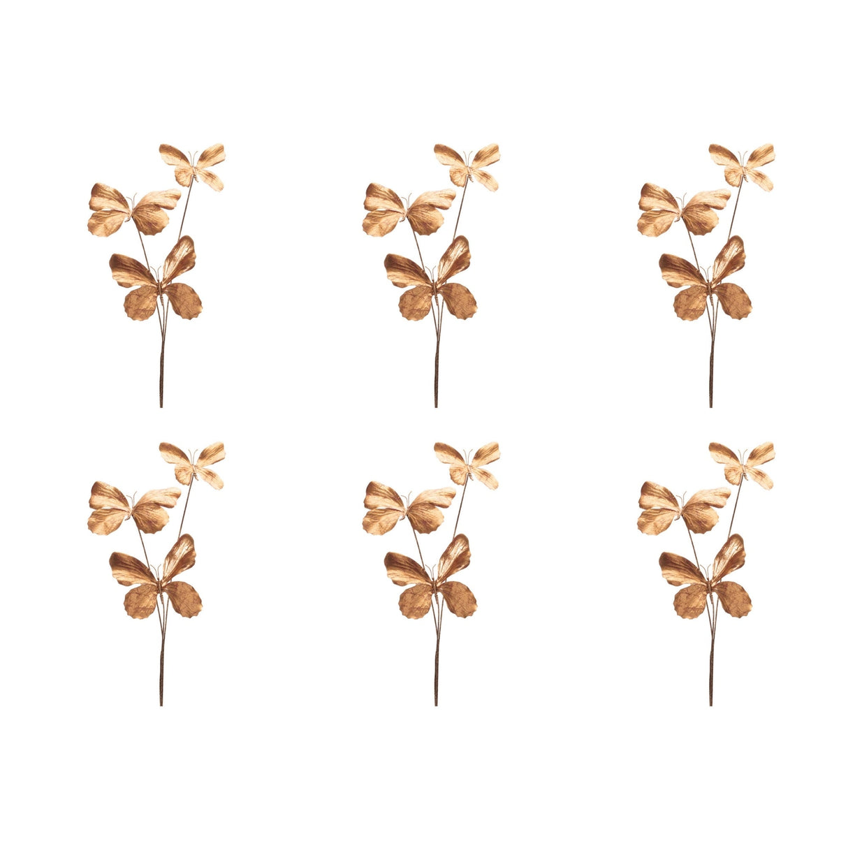 Metallic Butterfly Spray (Set of 6); Gold