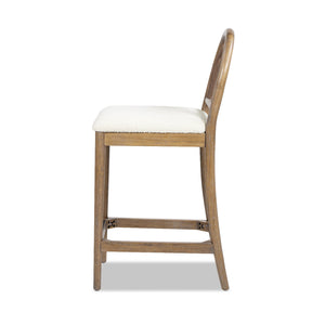 27" Upholstered Counter Stool Set of 2 with Arched Wood Back
