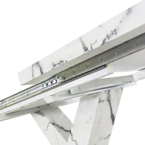 Modern Rectangle Dining Table With Stretchable TopAnd X Shape Legs