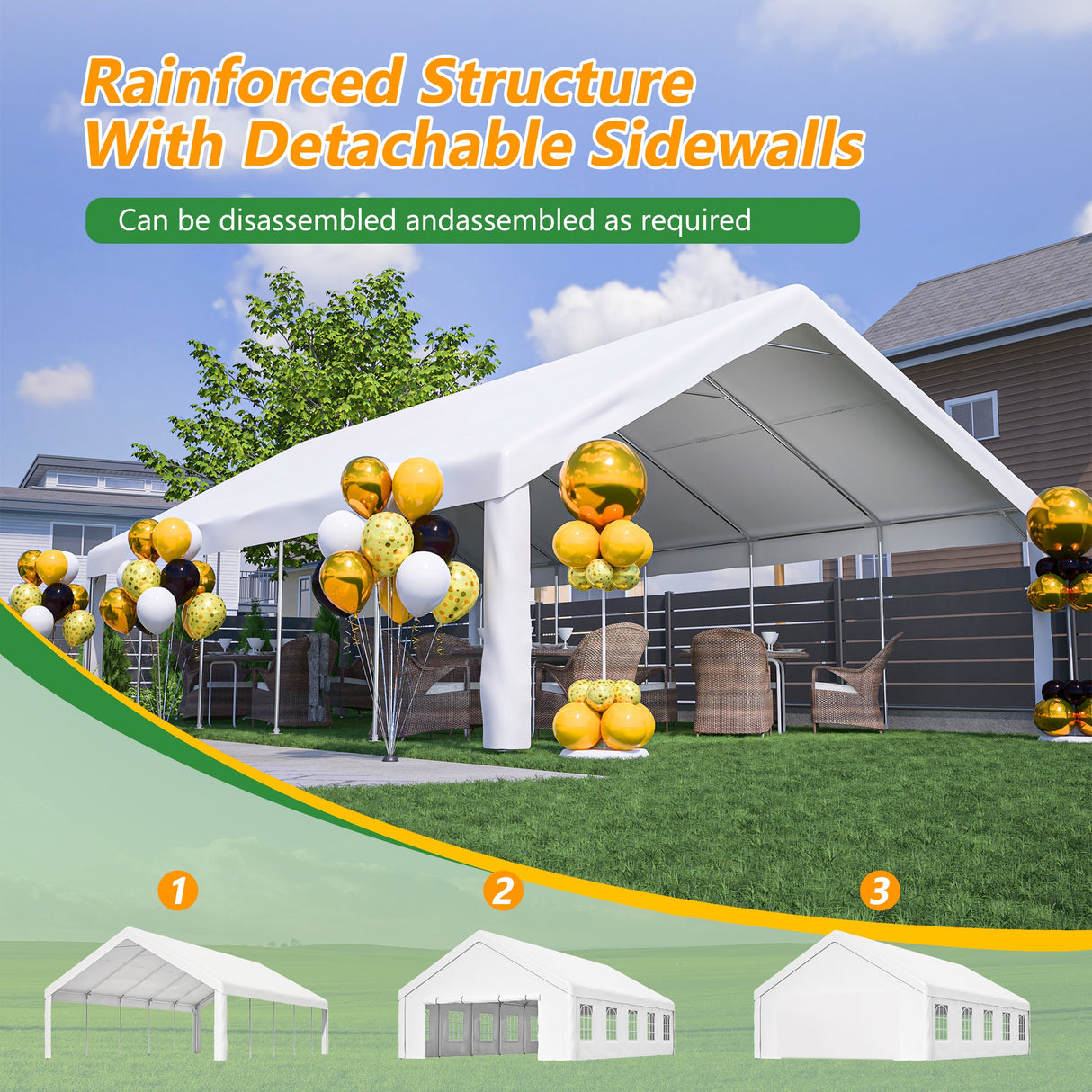20x32 FT Party Tent with 3 Storage Bags & Removable Sidewalls