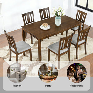 Kitchen Dining Set, Rectangular Dining Table With Upholstered Chairs