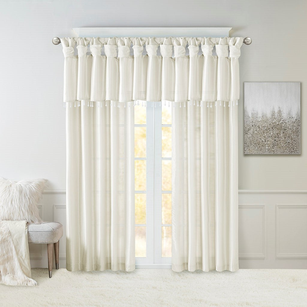 Twist tab lined window curtain panel white 50x95"