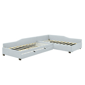 Upholstered Double Daybed With Trundle And Drawer