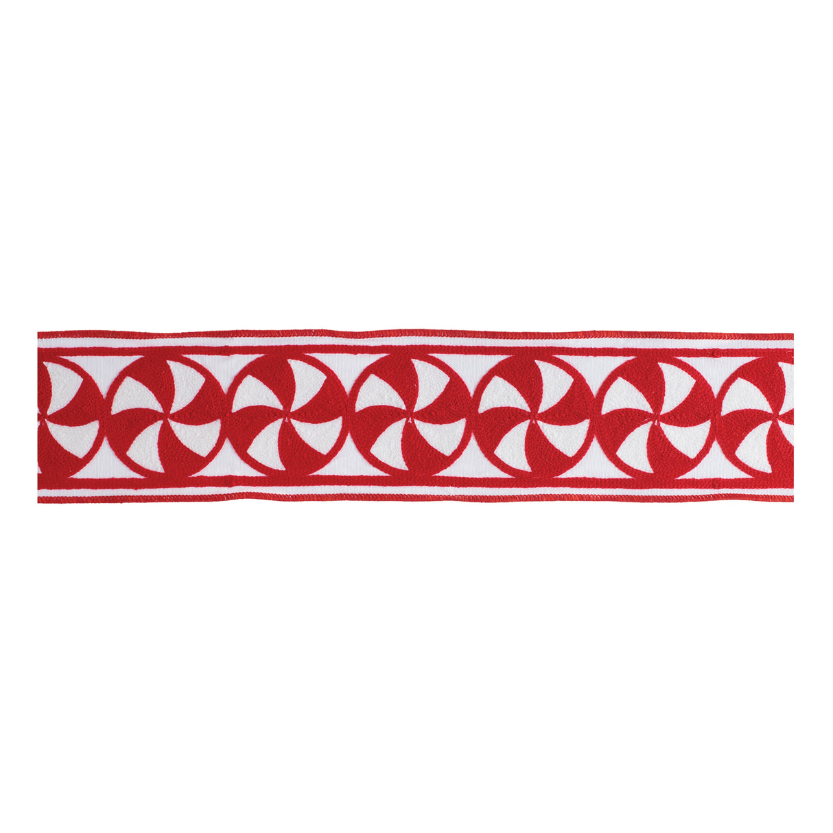 Embroidered peppermint wired ribbon 4" x 5 yds.