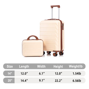14'/20' 2-Piece ABS Spinner Wheel Luggage Set (Beige)