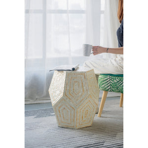18x18x21" Hexagonal Capes Capiz Stool Cream/Yellow