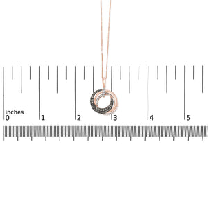 14K Rose Gold 3/4 Cttw Brown and White Diamond Interlocking Circle Hoop 18" Inch Pendant Necklace (G-H Color, SI2-I1 Clarity)