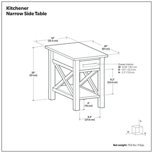 Kitchener - Narrow Side Table - Warm Walnut Brown