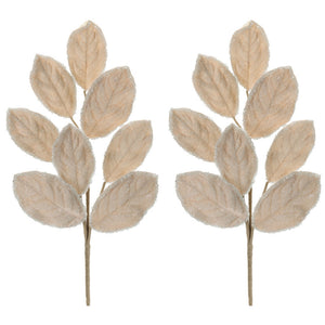 Beaded Magnolia Leaf Spray Set of 2