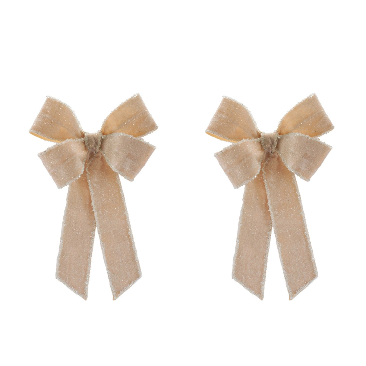 Glittered Velvet Bow Ornament (Set of 2)