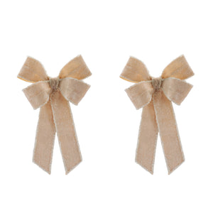 Glittered Velvet Bow Ornament (Set of 2)