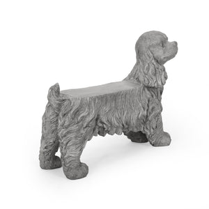 Charming Cocker Spaniel Dog Statue Bench Gray Magnesium Oxide 31.25'