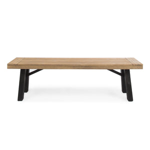 Outdoor Bench With Slat Panel Design And Acacia Wood Frame